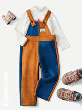 Explorewe Young Girl Trendy Casual Patchwork Color Jumpsuit, Suitable For Autumn
